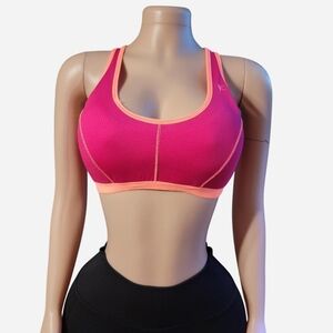 Performance Pink Sports Bra with Coral Trim